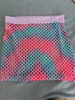 Mesh Mini Skirt in Lilac Pink & Aqua